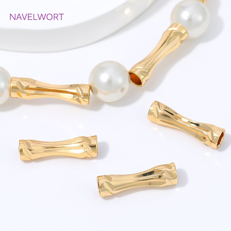 Art Craft Accessories - 18K 금도금 면처리 튜브 비즈, 비즈용