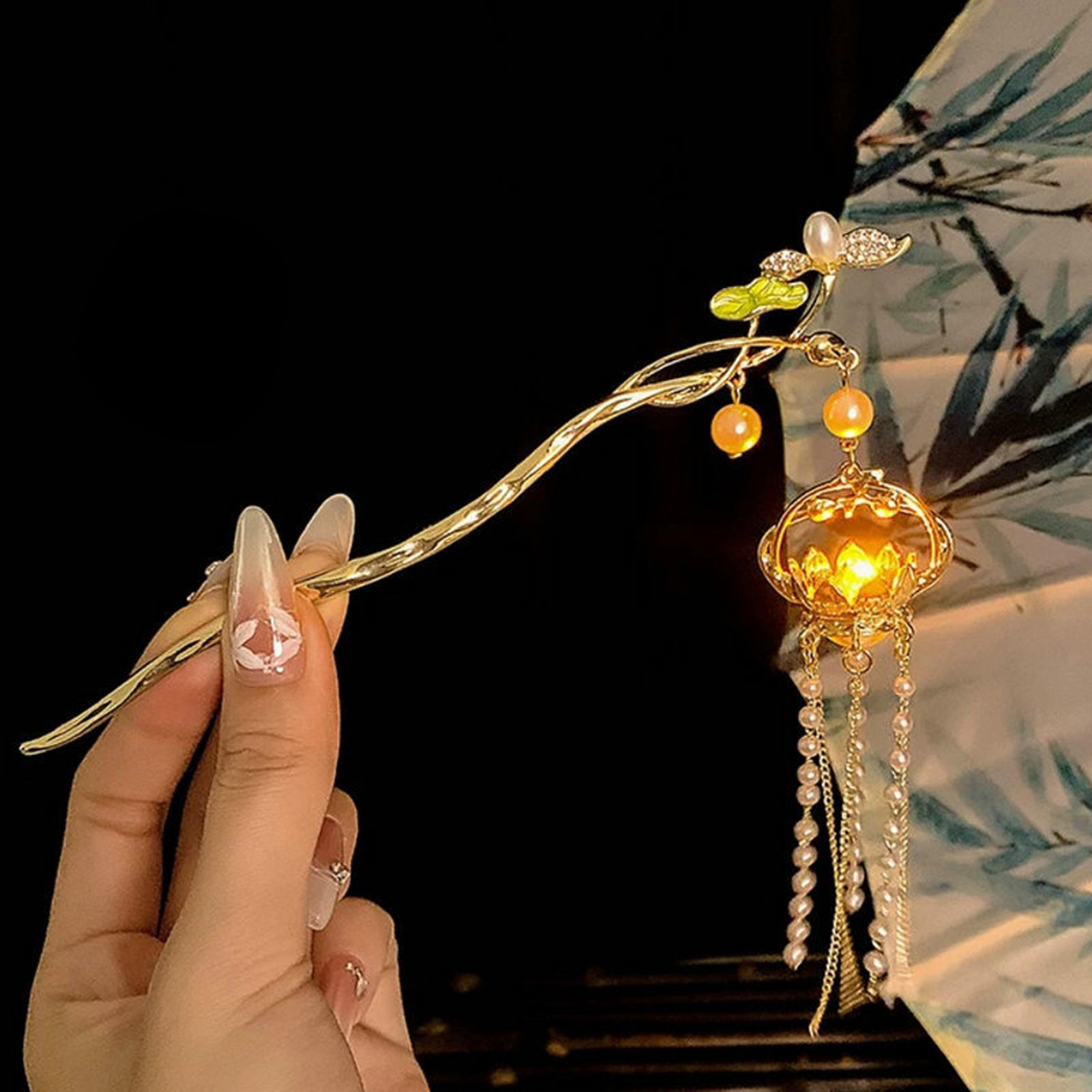 빛나는 꽃 머리핀 절묘한 연꽃 꽃무늬 태슬 헤어 스틱  - Art Craft Shop 리뷰 및 가격
