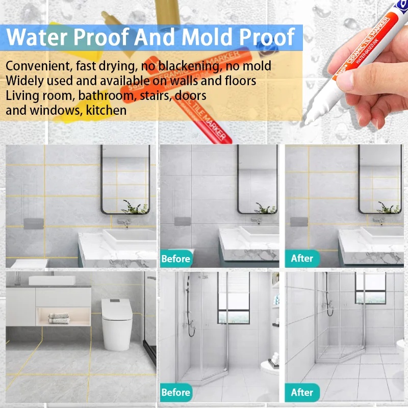 방수 화이트 마커 펜 1-2개, 벽 이음새 수리용 타일 - Mosaic Tile Supply 리뷰 및 가격
