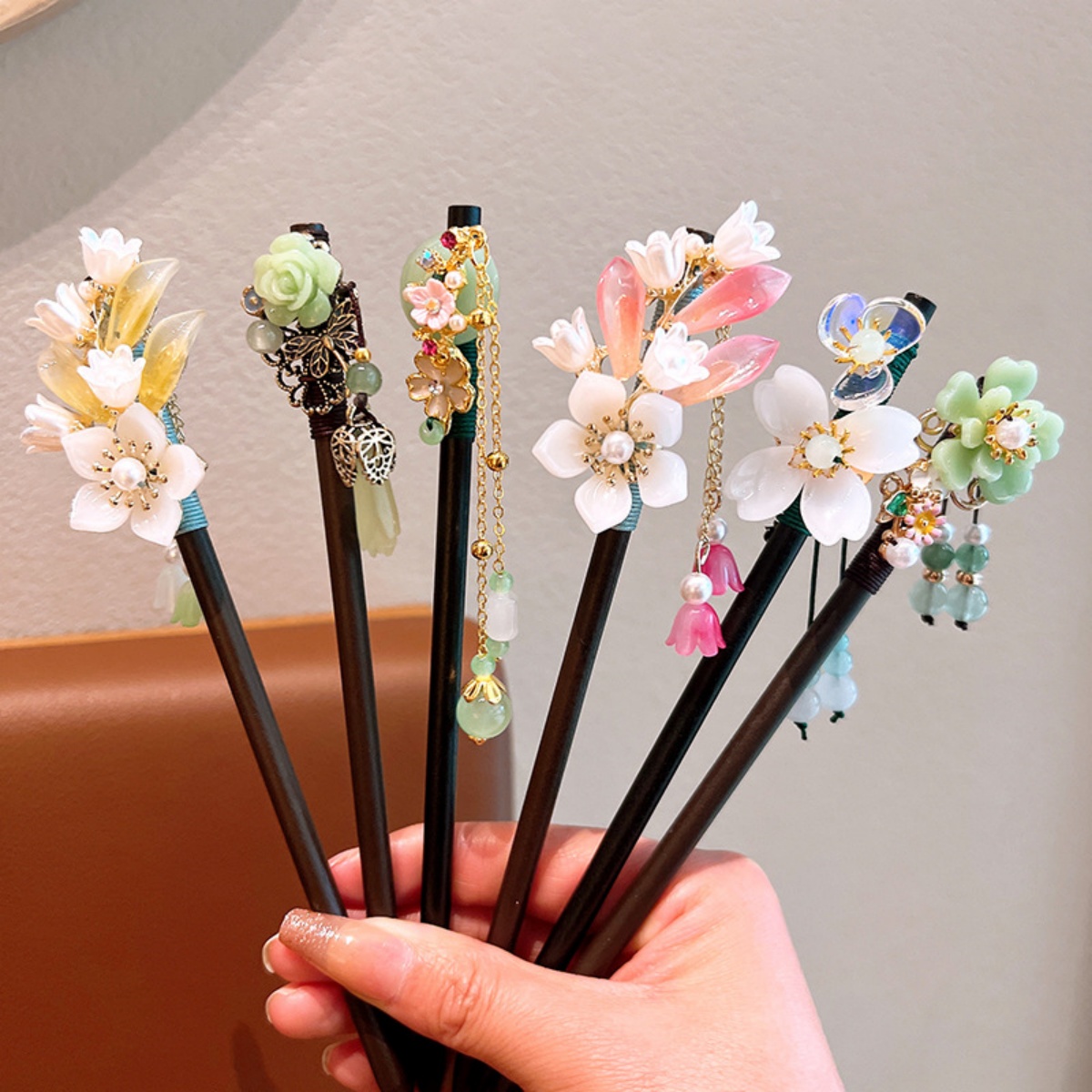 절묘한 꽃 술 나무 머리핀 복고풍 중국 스타일 수제 꽃 - Art Craft Shop 리뷰 및 가격