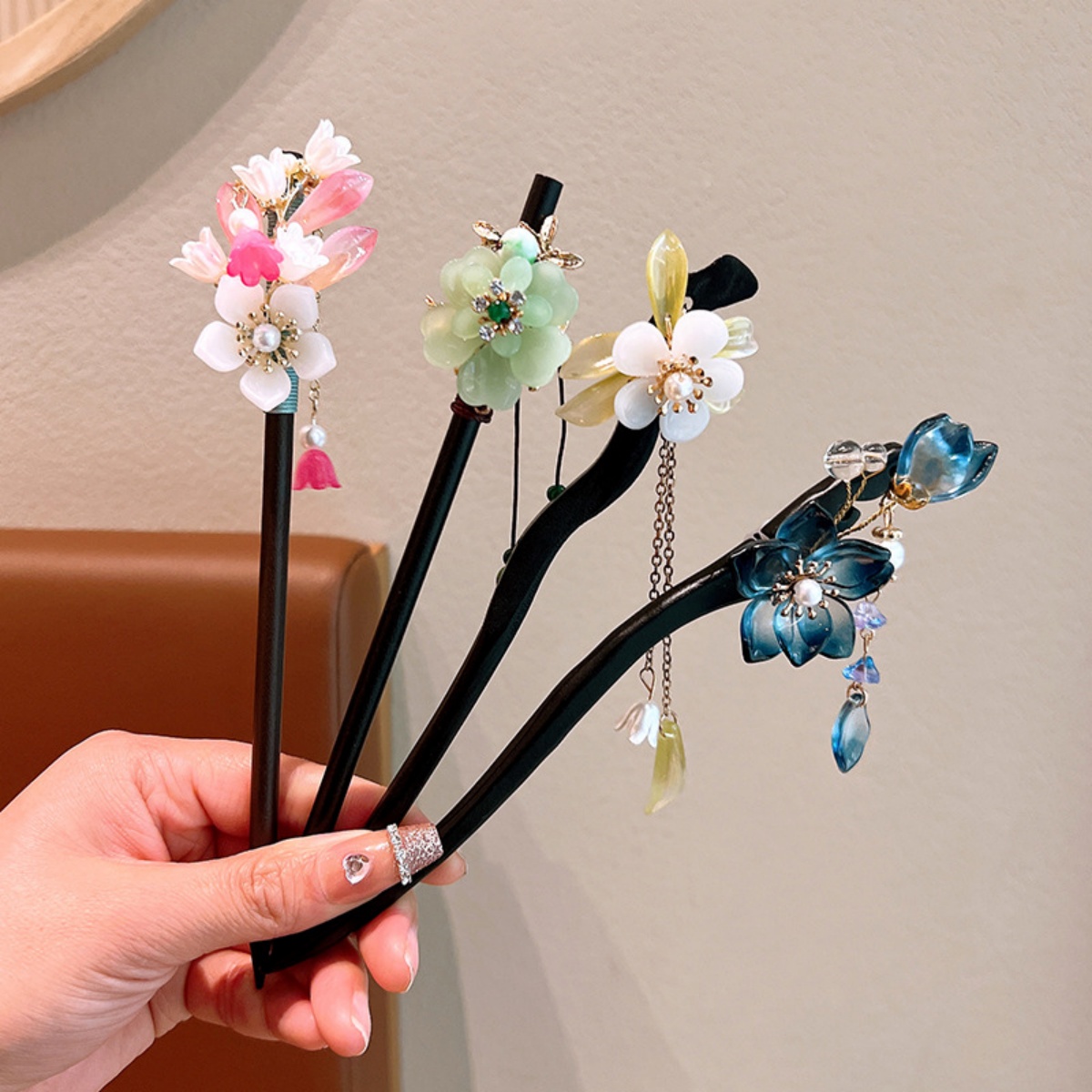 절묘한 꽃 술 나무 머리핀 복고풍 중국 스타일 수제 꽃 - Art Craft Shop 리뷰 및 가격