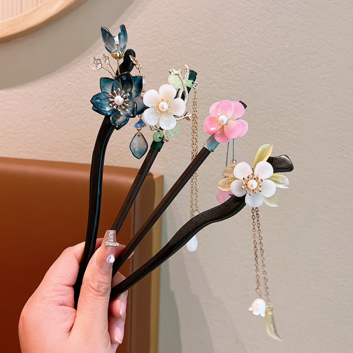 절묘한 꽃 술 나무 머리핀 복고풍 중국 스타일 수제 꽃 - Art Craft Shop 리뷰 및 가격