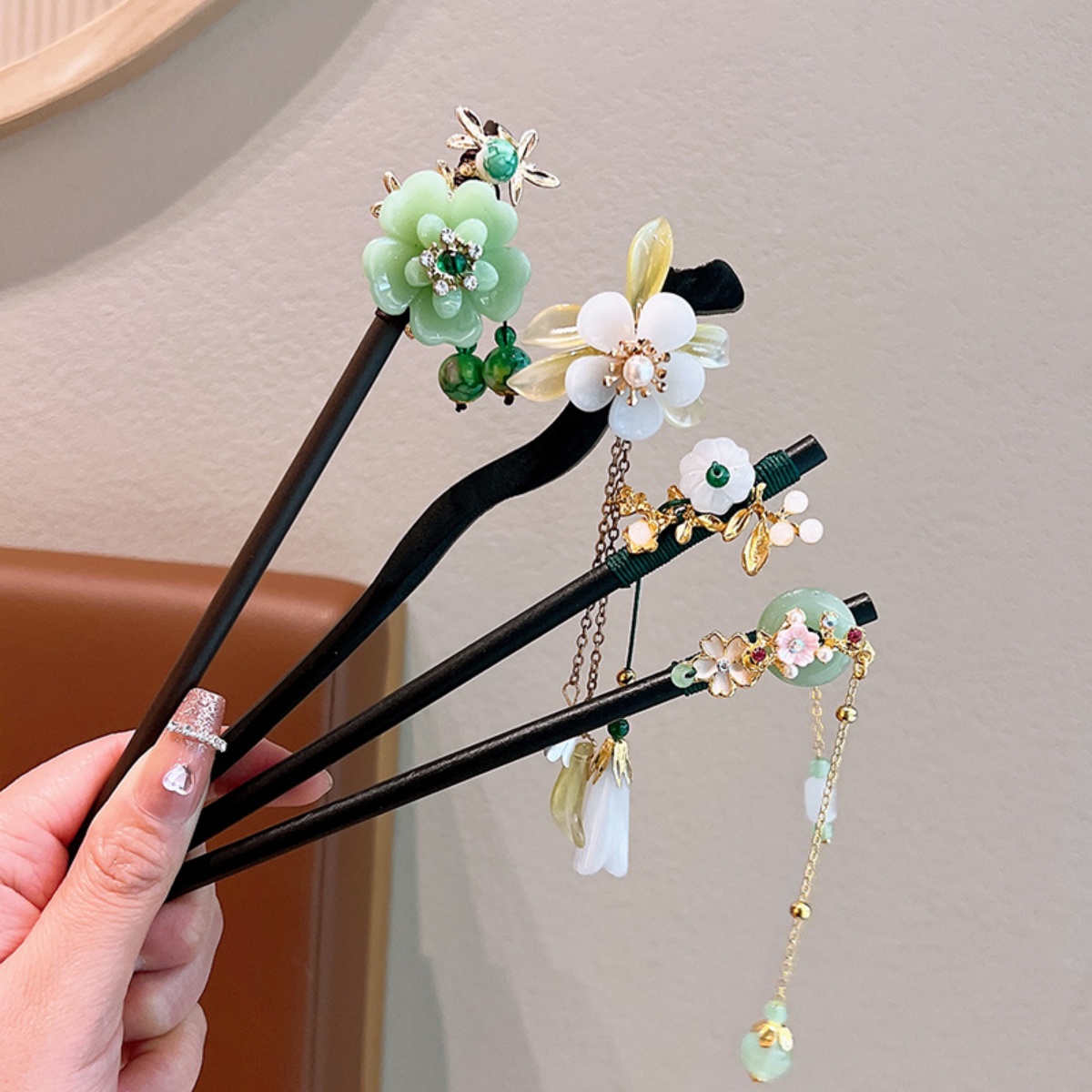 절묘한 꽃 술 나무 머리핀 복고풍 중국 스타일 수제 꽃 - Art Craft Shop 리뷰 및 가격