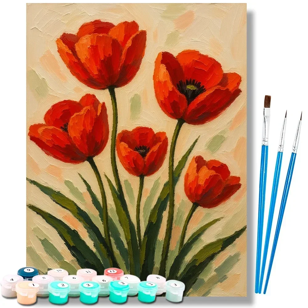 성인을 위한 튤립 DIY 그림 그리기 키트, 캔버스에  - Art And Craft Valentine 리뷰 및 가격